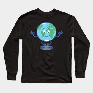 Joyful Planet Earth taking a peaceful time to meditate Long Sleeve T-Shirt